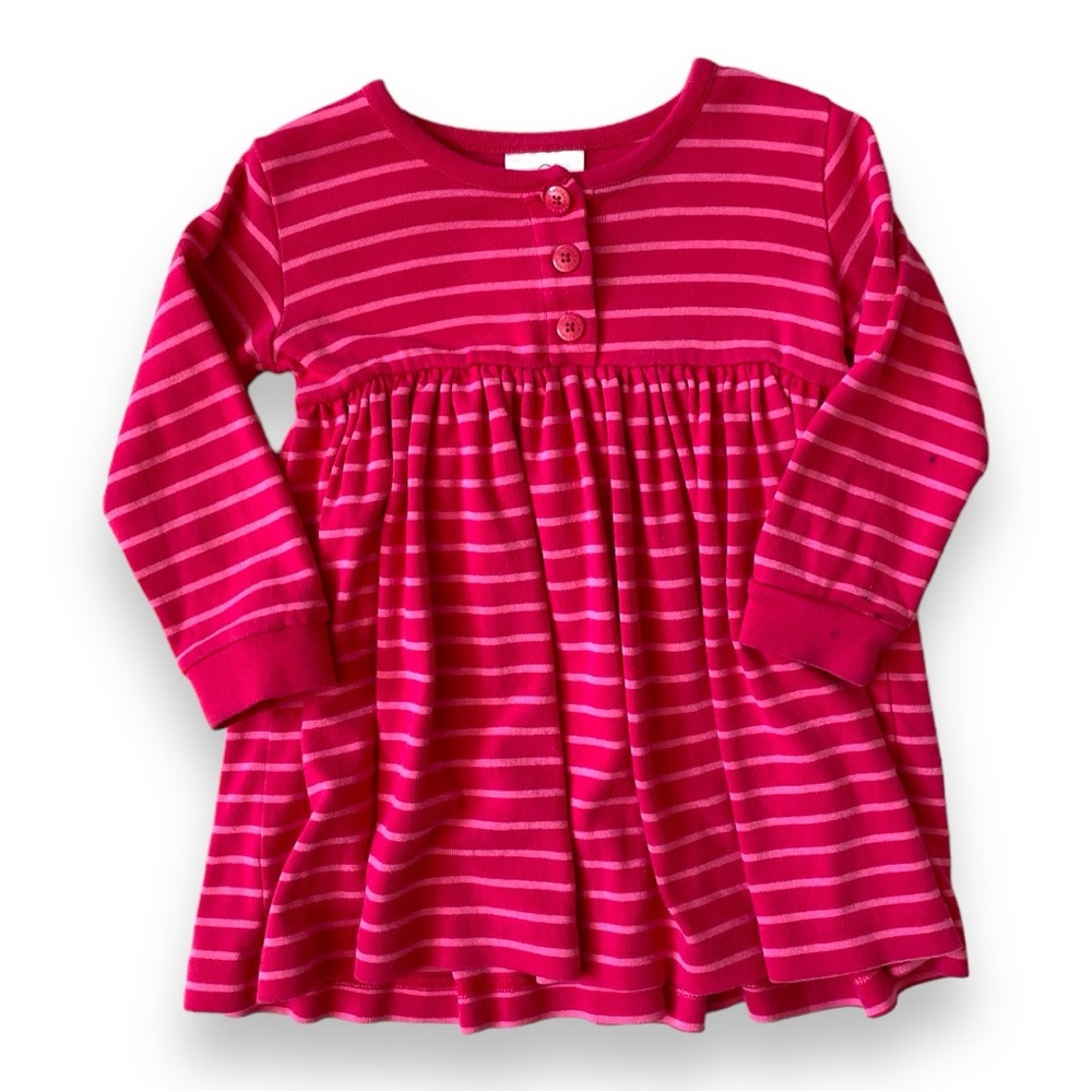 HANNA ANDERSSON Play Dress Top Stripe Pink Cotton Organic Skirt Long Sleeve